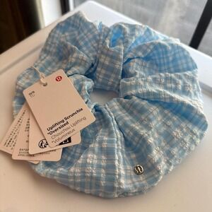 Lululemon Blue and white oversized scrunchie